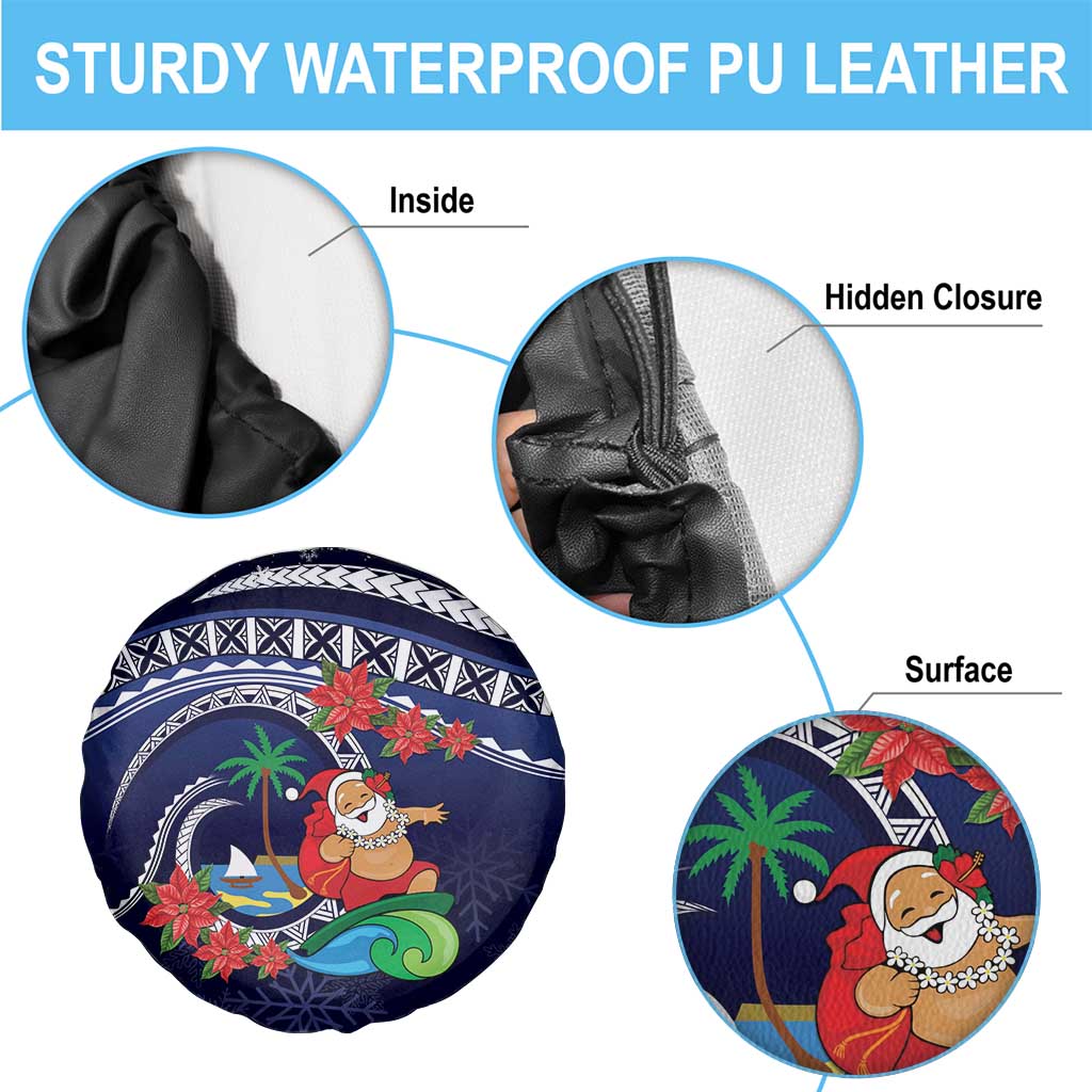 Felis Pusgua Guam Santa Spare Tire Cover Merry Christmas with Polynesian Tribal LT9 - Polynesian Pride