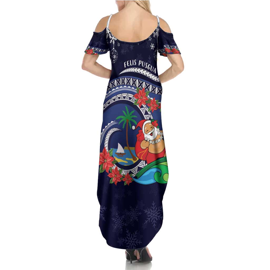Felis Pusgua Guam Santa Summer Maxi Dress Merry Christmas with Polynesian Tribal LT9 - Polynesian Pride