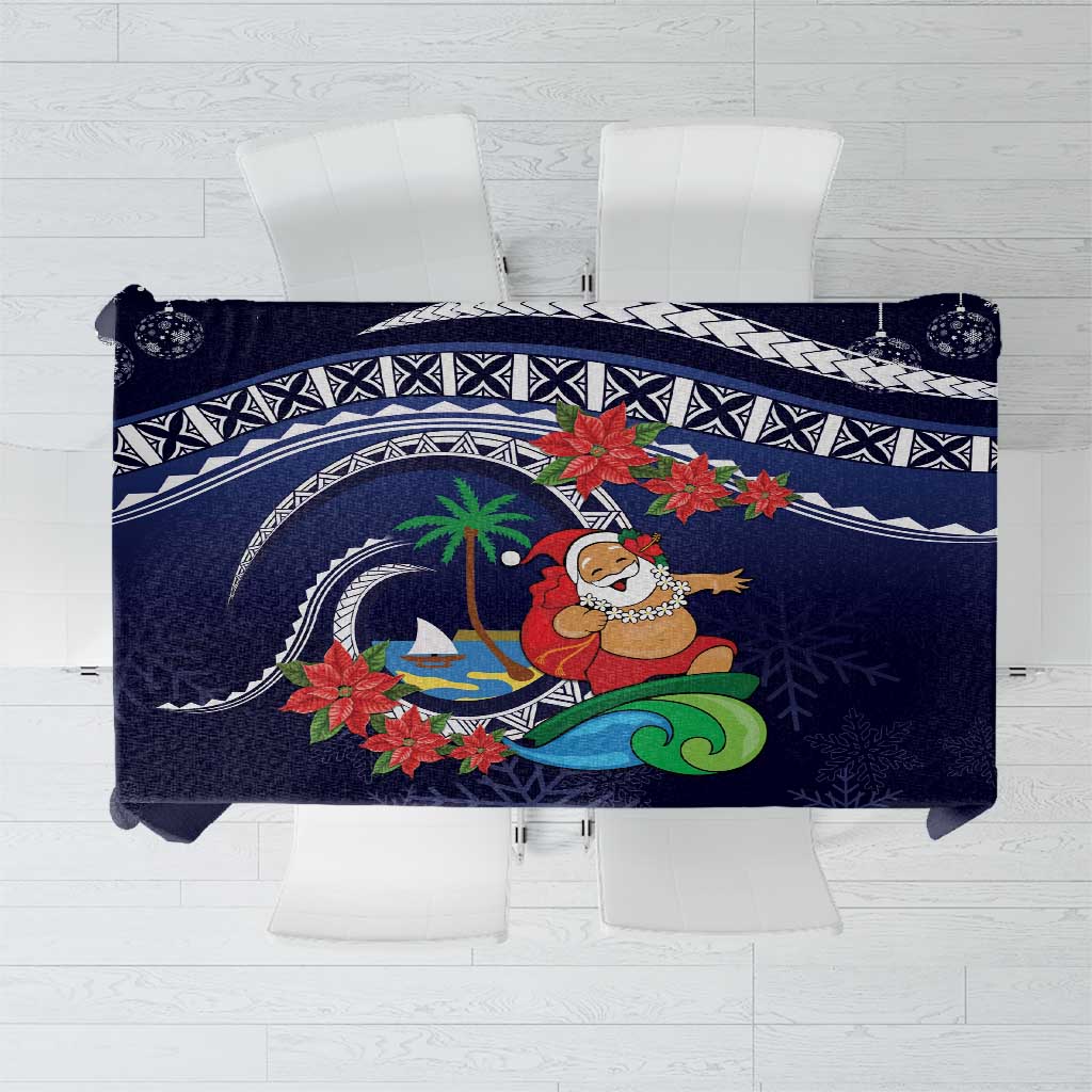 Felis Pusgua Guam Santa Tablecloth Merry Christmas with Polynesian Tribal LT9 Blue - Polynesian Pride