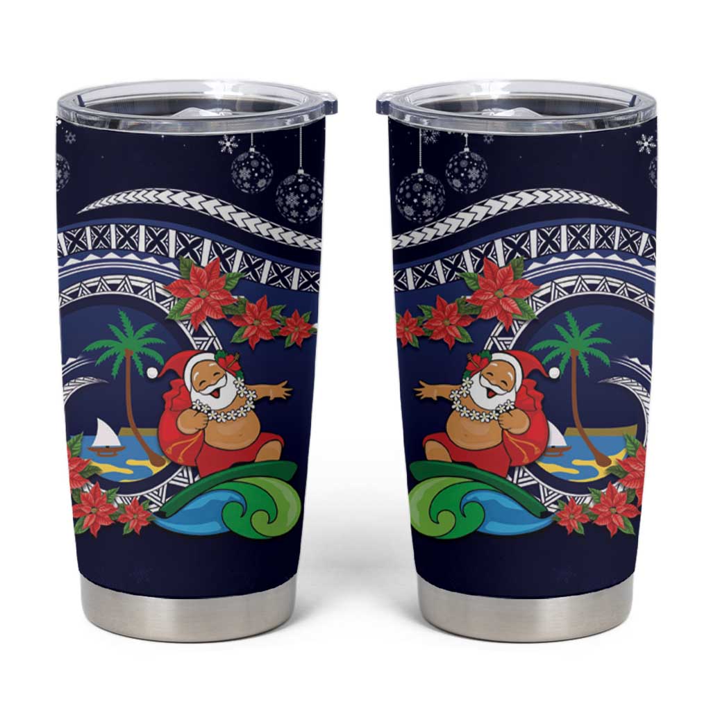 Felis Pusgua Guam Santa Tumbler Cup Merry Christmas with Polynesian Tribal