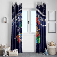 Felis Pusgua Guam Santa Window Curtain Merry Christmas with Polynesian Tribal LT9 - Polynesian Pride