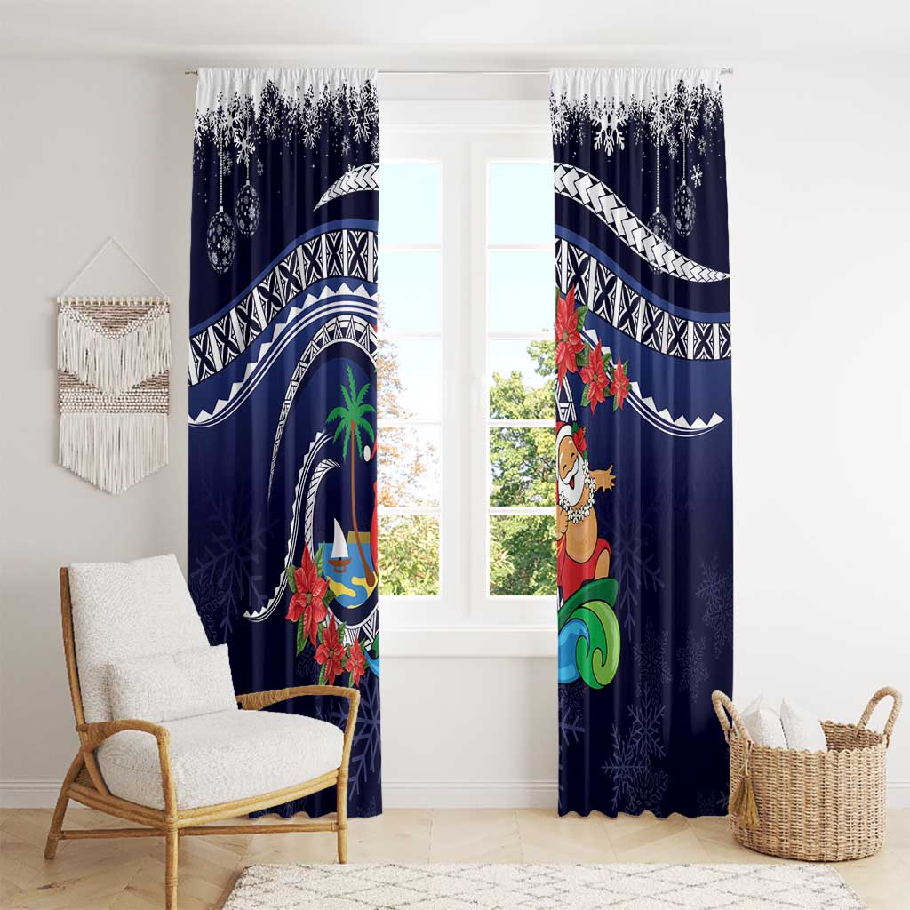 Felis Pusgua Guam Santa Window Curtain Merry Christmas with Polynesian Tribal LT9 - Polynesian Pride