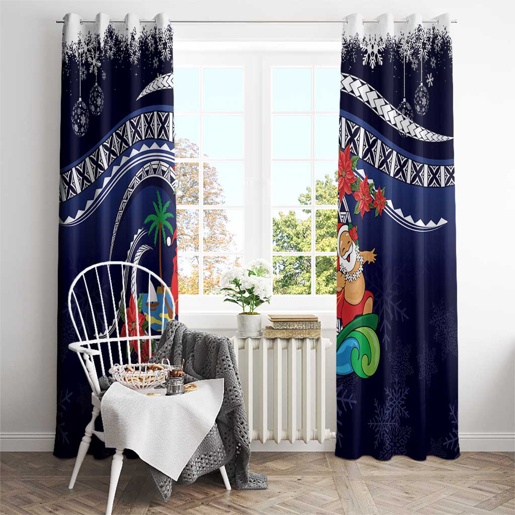 Felis Pusgua Guam Santa Window Curtain Merry Christmas with Polynesian Tribal LT9 - Polynesian Pride