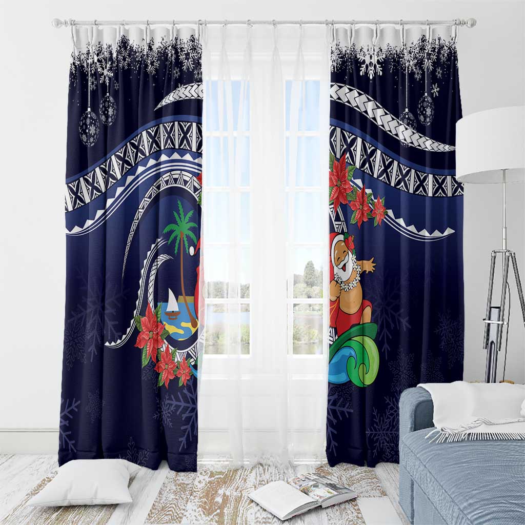Felis Pusgua Guam Santa Window Curtain Merry Christmas with Polynesian Tribal LT9 - Polynesian Pride