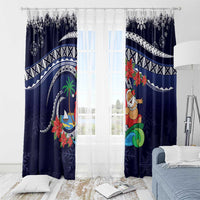 Felis Pusgua Guam Santa Window Curtain Merry Christmas with Polynesian Tribal LT9 - Polynesian Pride