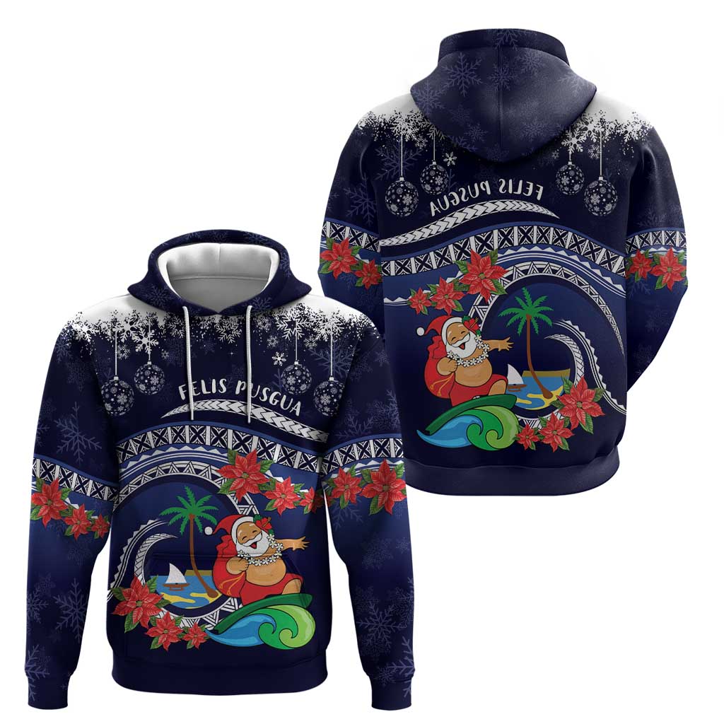 Felis Pusgua Guam Santa Zip Hoodie Merry Christmas with Polynesian Tribal