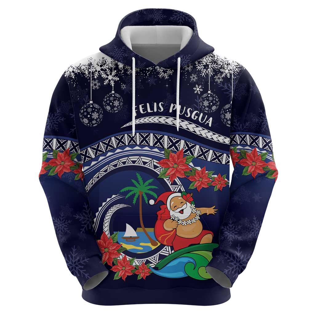 Felis Pusgua Guam Santa Zip Hoodie Merry Christmas with Polynesian Tribal
