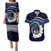 Hafai Adai Guam Guasalis Couples Matching Puletasi and Hawaiian Shirt Polynesian Tribal Pattern LT9 Blue - Polynesian Pride