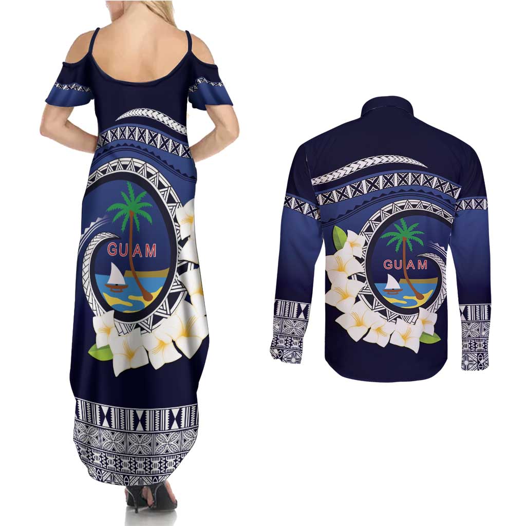 Hafai Adai Guam Guasalis Couples Matching Summer Maxi Dress and Long Sleeve Button Shirt Polynesian Tribal Pattern LT9 - Polynesian Pride