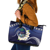Hafai Adai Guam Guasalis Leather Tote Bag Polynesian Tribal Pattern LT9 Blue - Polynesian Pride