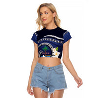 Hafai Adai Guam Guasalis Raglan Cropped T Shirt Polynesian Tribal Pattern LT9 Female Blue - Polynesian Pride