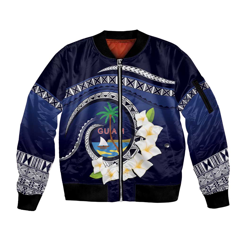 Hafai Adai Guam Guasalis Sleeve Zip Bomber Jacket Polynesian Tribal Pattern