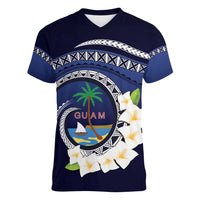 Hafai Adai Guam Guasalis Women V-Neck T-Shirt Polynesian Tribal Pattern LT9 Female Blue - Polynesian Pride