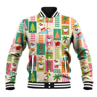 Mele Kalikimaka Hawaii Christmas Baseball Jacket Funny Santan Hippie Style LT9 Unisex Beige - Polynesian Pride