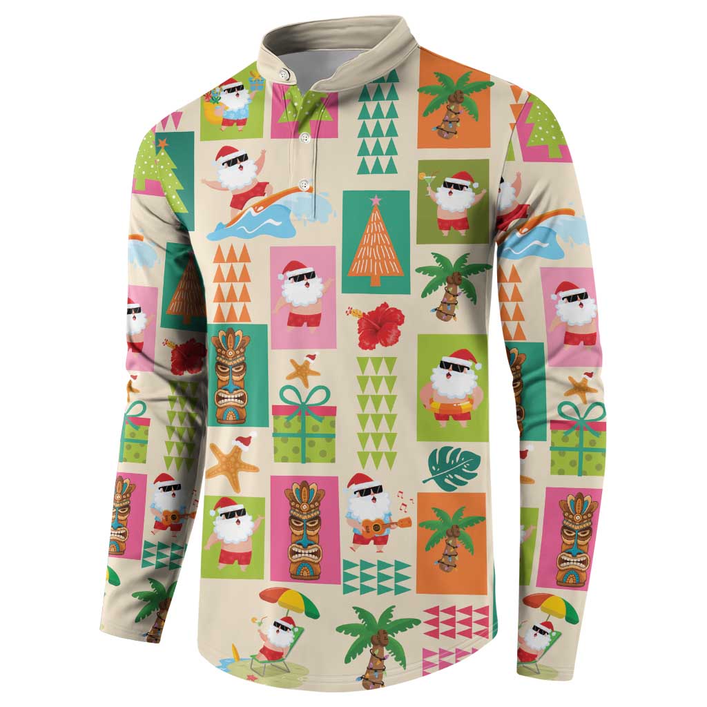 Mele Kalikimaka Hawaii Christmas Button Sweatshirt Funny Santan Hippie Style LT9 - Polynesian Pride