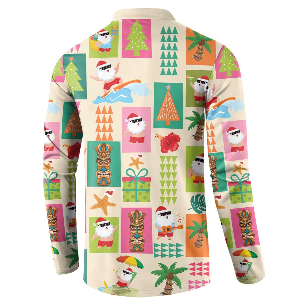 Mele Kalikimaka Hawaii Christmas Button Sweatshirt Funny Santan Hippie Style LT9 - Polynesian Pride