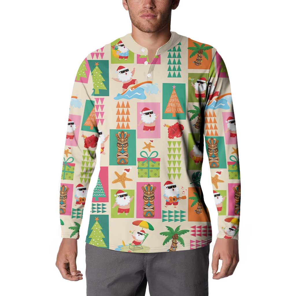 Mele Kalikimaka Hawaii Christmas Button Sweatshirt Funny Santan Hippie Style LT9 - Polynesian Pride