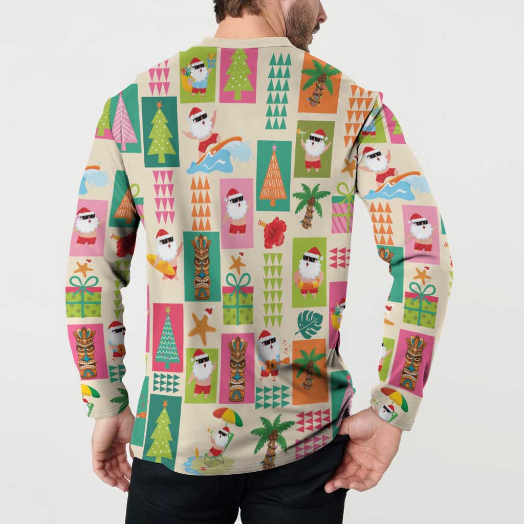 Mele Kalikimaka Hawaii Christmas Button Sweatshirt Funny Santan Hippie Style LT9 - Polynesian Pride