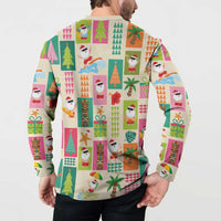 Mele Kalikimaka Hawaii Christmas Button Sweatshirt Funny Santan Hippie Style LT9 - Polynesian Pride