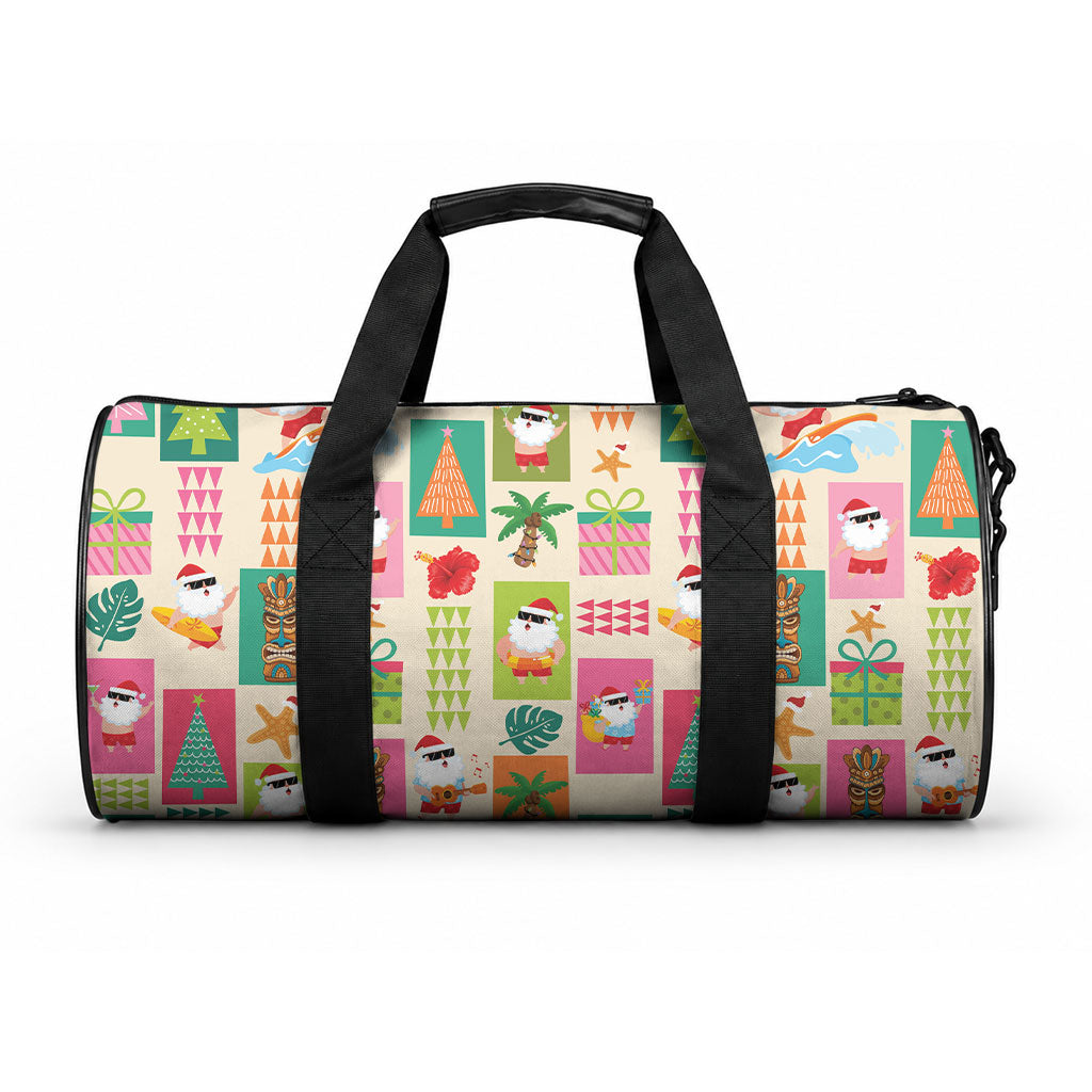 Mele Kalikimaka Hawaii Christmas Duffle Bag Funny Santa Hippie Style LT9 One size Beige - Polynesian Pride