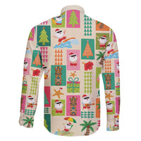 Mele Kalikimaka Hawaii Christmas Family Matching Long Sleeve Bodycon Dress and Hawaiian Shirt Funny Santan Hippie Style