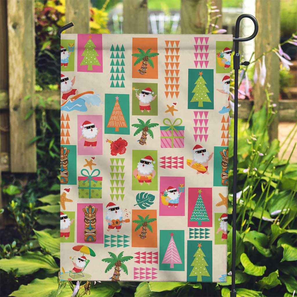Mele Kalikimaka Hawaii Christmas Garden Flag Funny Santan Hippie Style LT9 Garden Flag Beige - Polynesian Pride