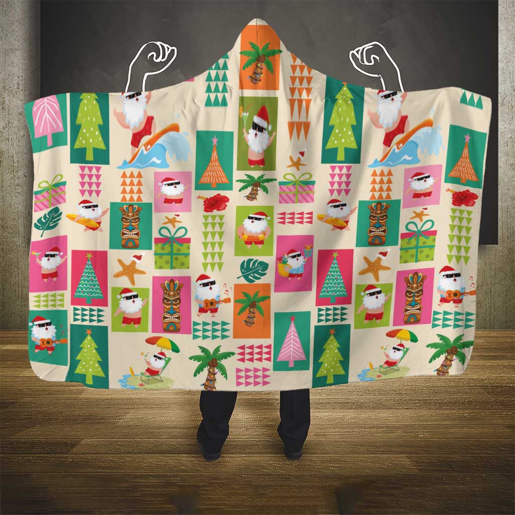 Mele Kalikimaka Hawaii Christmas Hooded Blanket Funny Santan Hippie Style LT9 - Polynesian Pride