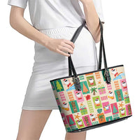 Mele Kalikimaka Hawaii Christmas Leather Tote Bag Funny Santan Hippie Style LT9 - Polynesian Pride