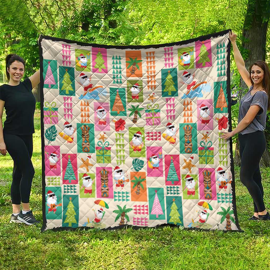 Mele Kalikimaka Hawaii Christmas Quilt Funny Santan Hippie Style