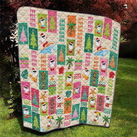 Mele Kalikimaka Hawaii Christmas Quilt Funny Santan Hippie Style