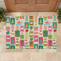 Mele Kalikimaka Hawaii Christmas Rubber Doormat Funny Santan Hippie Style LT9 Beige - Polynesian Pride