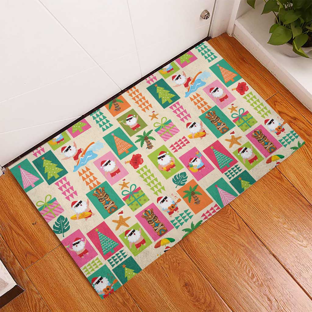 Mele Kalikimaka Hawaii Christmas Rubber Doormat Funny Santan Hippie Style LT9 - Polynesian Pride