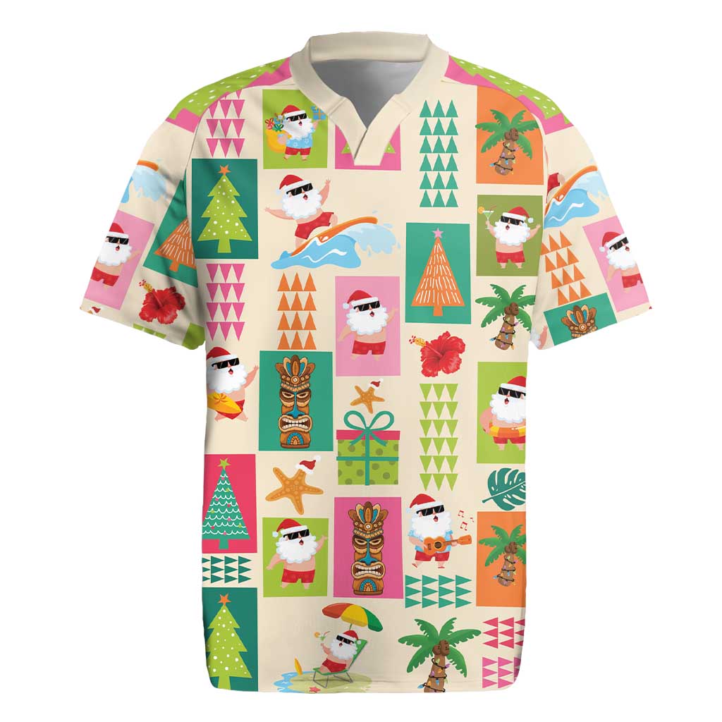 Mele Kalikimaka Hawaii Christmas Rugby Jersey Funny Santan Hippie Style