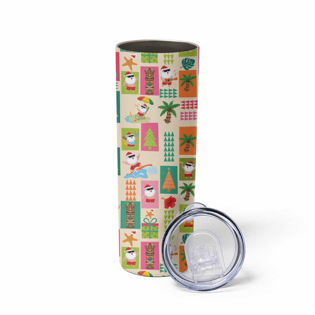 Mele Kalikimaka Hawaii Christmas Skinny Tumbler Funny Santan Hippie Style