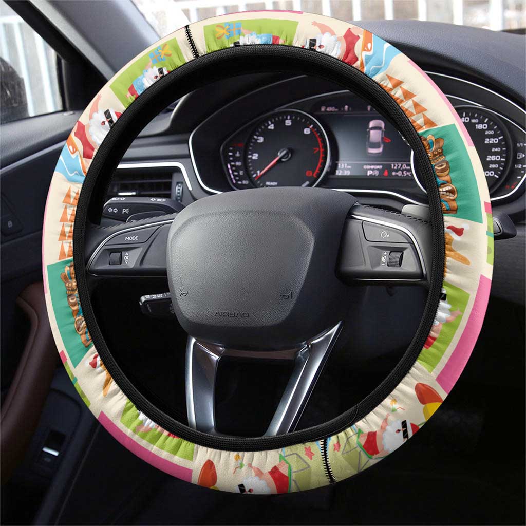 Mele Kalikimaka Hawaii Christmas Steering Wheel Cover Funny Santan Hippie Style LT9 - Polynesian Pride
