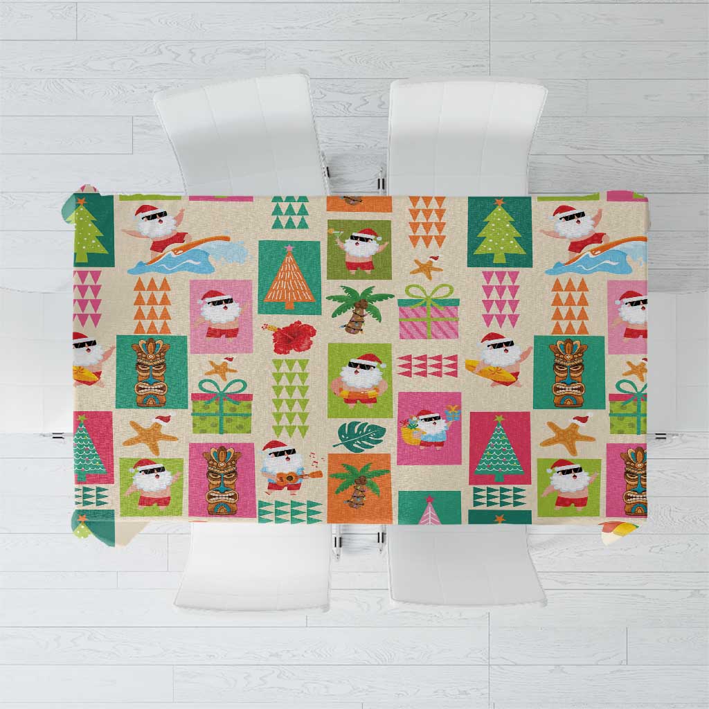 Mele Kalikimaka Hawaii Christmas Tablecloth Funny Santan Hippie Style LT9 Beige - Polynesian Pride