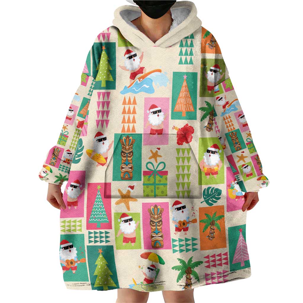 Mele Kalikimaka Hawaii Christmas Wearable Blanket Hoodie Funny Santan Hippie Style