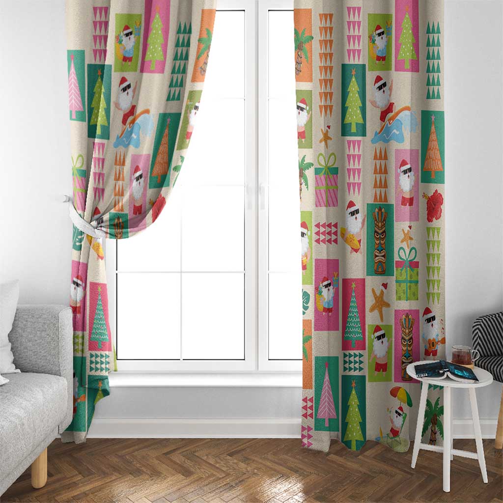 Mele Kalikimaka Hawaii Christmas Window Curtain Funny Santan Hippie Style LT9 - Polynesian Pride