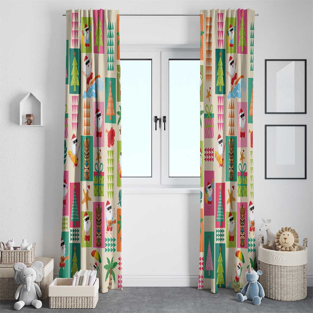 Mele Kalikimaka Hawaii Christmas Window Curtain Funny Santan Hippie Style LT9 - Polynesian Pride