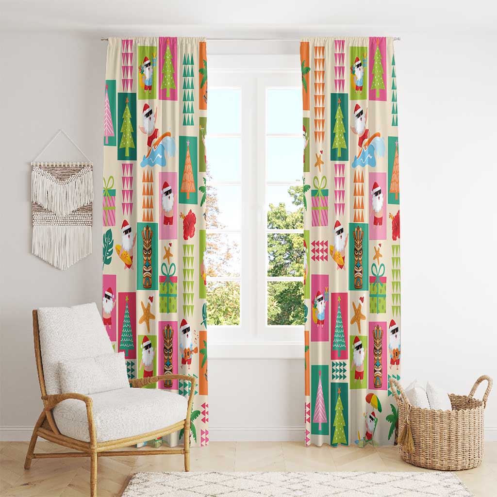 Mele Kalikimaka Hawaii Christmas Window Curtain Funny Santan Hippie Style LT9 - Polynesian Pride