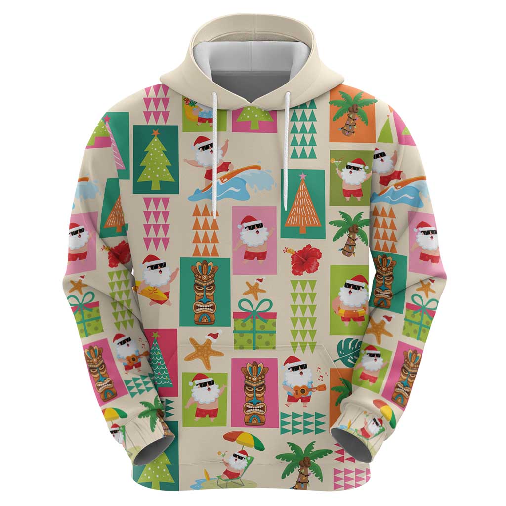 Mele Kalikimaka Hawaii Christmas Zip Hoodie Funny Santan Hippie Style