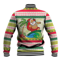 Mele Kalikimaka Hawaii Christmas Baseball Jacket Surfing Santa with Polynesian Tribal LT9 - Polynesian Pride