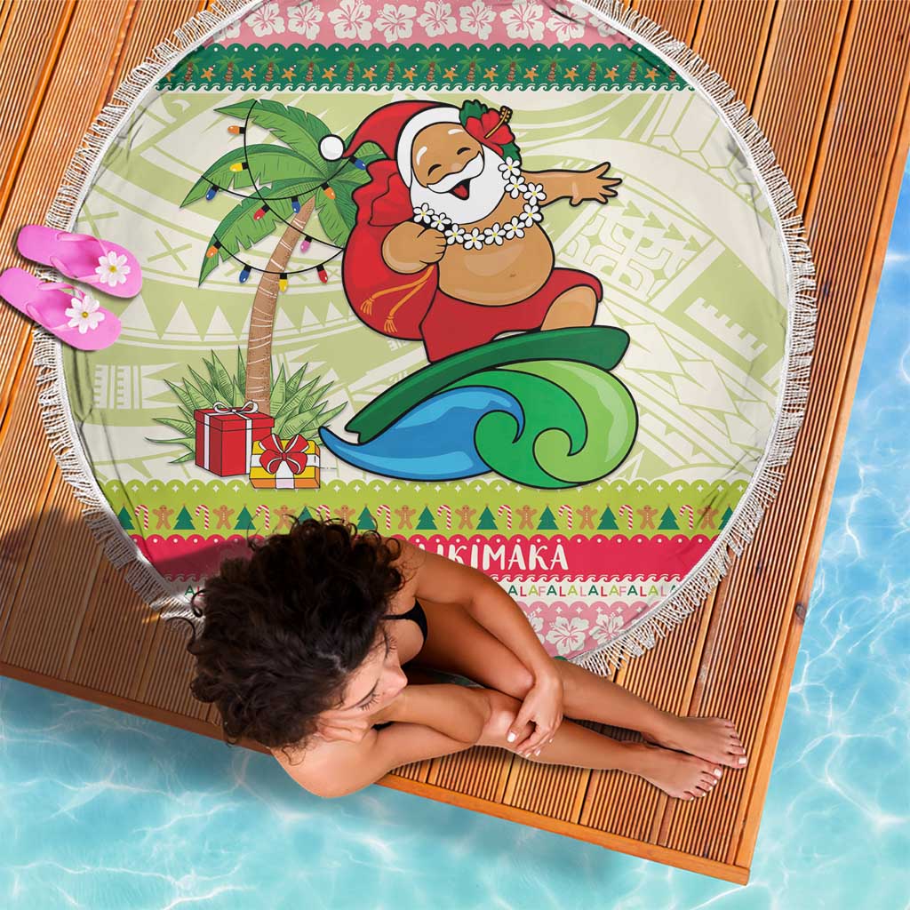 Mele Kalikimaka Hawaii Christmas Beach Blanket Surfing Santa with Polynesian Tribal LT9 - Polynesian Pride