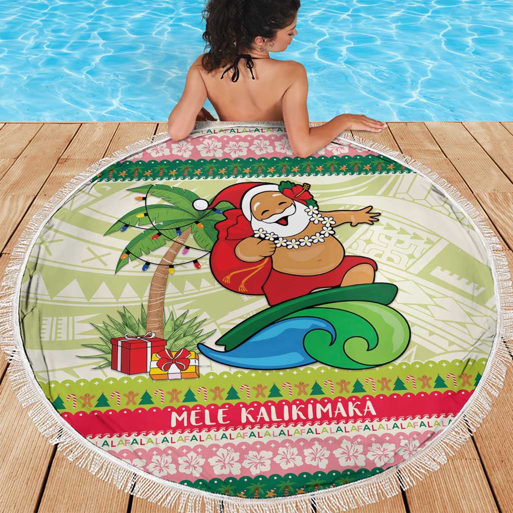 Mele Kalikimaka Hawaii Christmas Beach Blanket Surfing Santa with Polynesian Tribal LT9 - Polynesian Pride