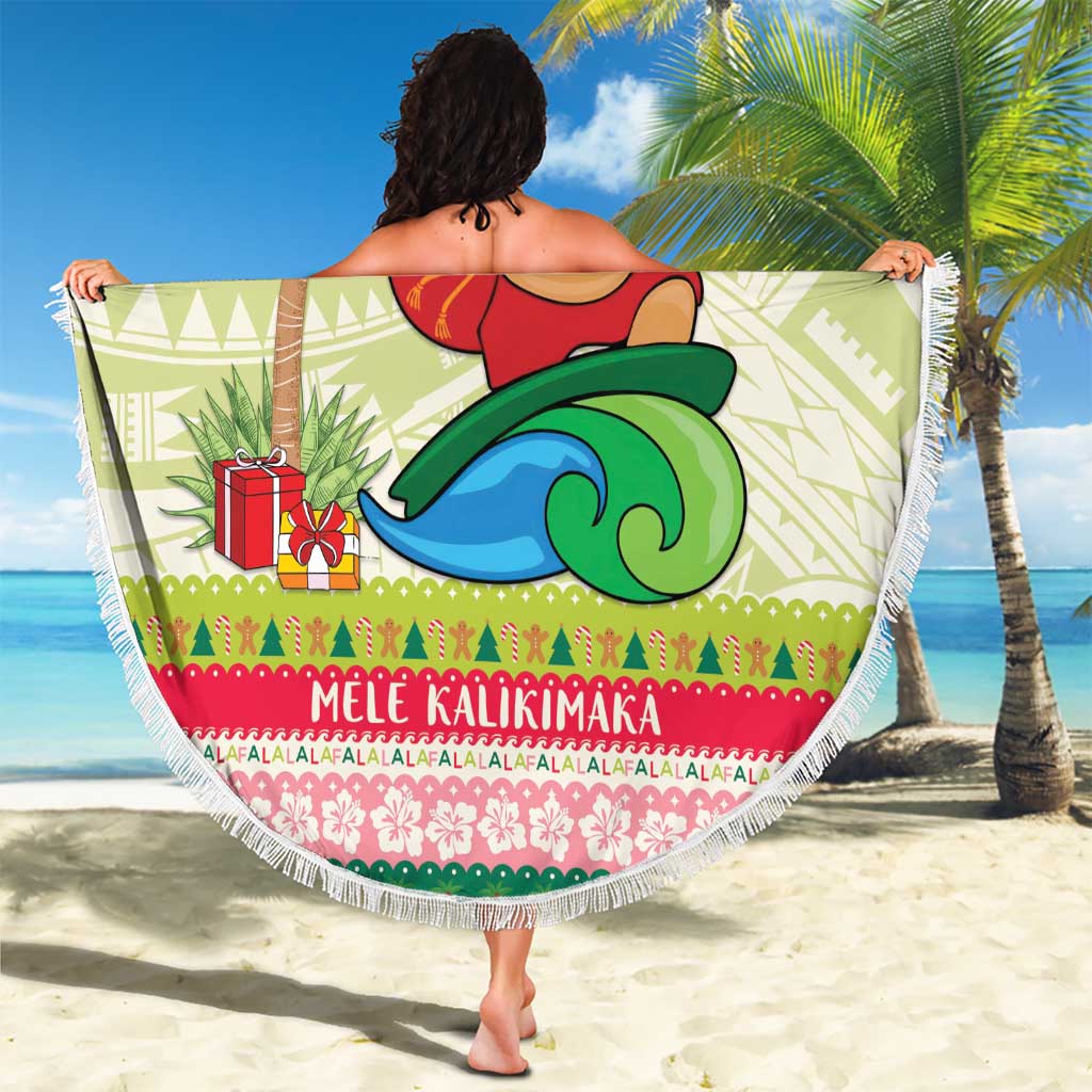 Mele Kalikimaka Hawaii Christmas Beach Blanket Surfing Santa with Polynesian Tribal LT9 - Polynesian Pride
