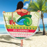 Mele Kalikimaka Hawaii Christmas Beach Blanket Surfing Santa with Polynesian Tribal LT9 - Polynesian Pride