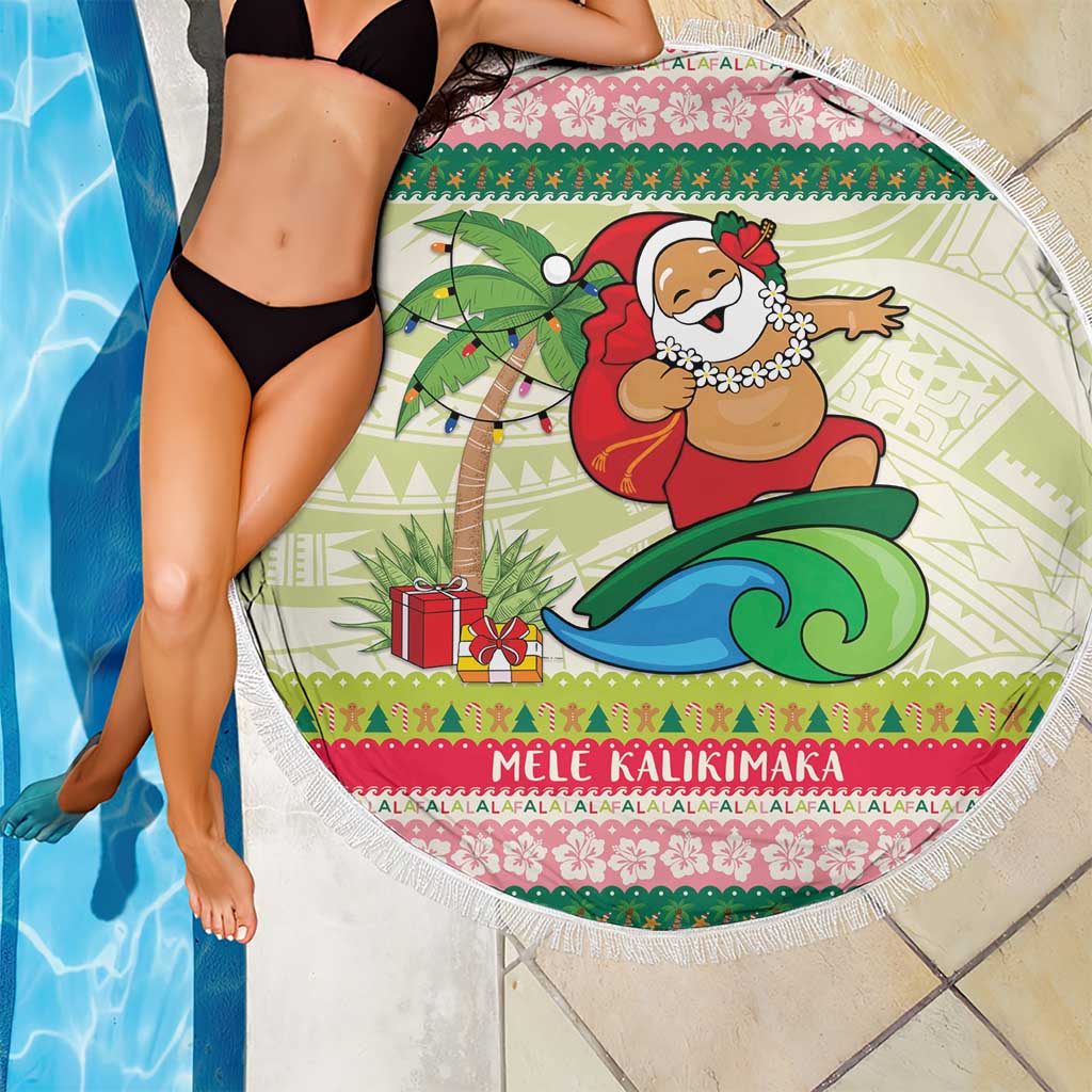 Mele Kalikimaka Hawaii Christmas Beach Blanket Surfing Santa with Polynesian Tribal LT9 - Polynesian Pride