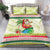 Mele Kalikimaka Hawaii Christmas Bedding Set Surfing Santa with Polynesian Tribal