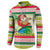 Mele Kalikimaka Hawaii Christmas Button Sweatshirt Surfing Santa with Polynesian Tribal