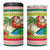 Mele Kalikimaka Hawaii Christmas 4 in 1 Can Cooler Tumbler Surfing Santa with Polynesian Tribal